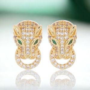 ADORNIA 14K GOLD PLATED JAGUAR EARRINGS NEW IN PACKAGE